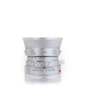 Light Lens Lab M 50mm f2 (Elcan) + Hood for 50mm, 35mm Silver
